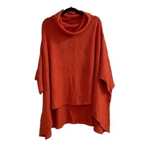 KONTRAST Wool Cowl Neck Oversized Poncho Sweater Pumpkin Rust One Size